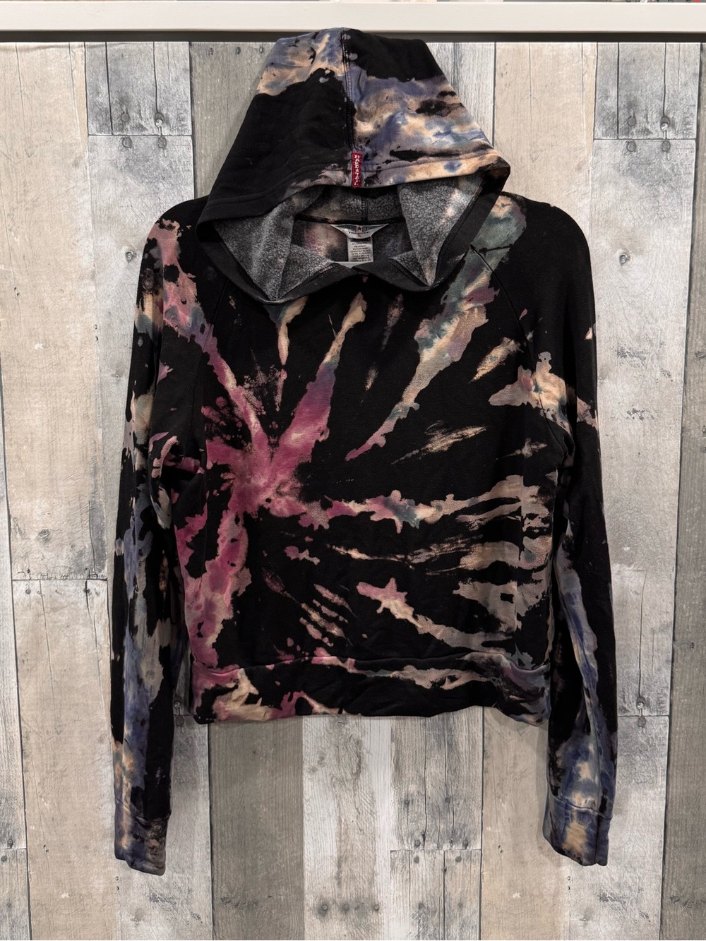Hard Tail Forever Black Tie-Dye Hoodie Purple, Blue & Cream Swirls Sz. Small